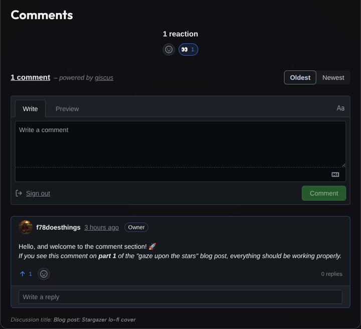 The comment section of part 1